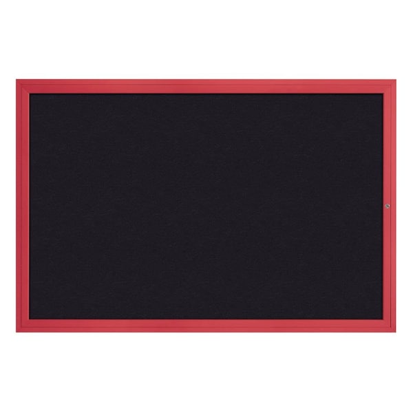Hinge-less Radius Corkboard, 24"x36", Black Alum Frame/Rubber